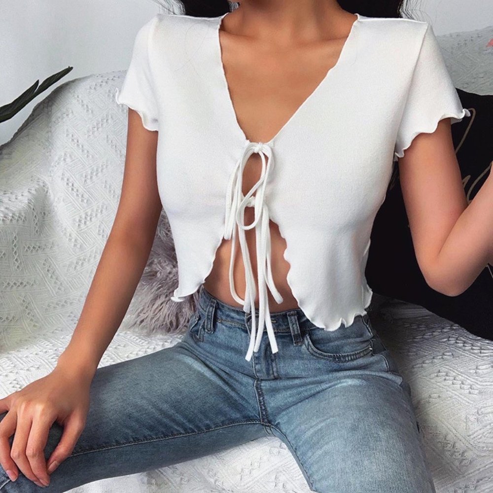Ruffle Knots Open Blouse